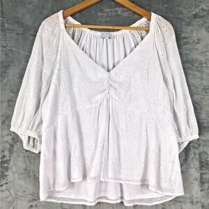 Womens Top XXXL Boho Babydoll‎ Y2K Eyelet Cottagecore Angel Country Feminine